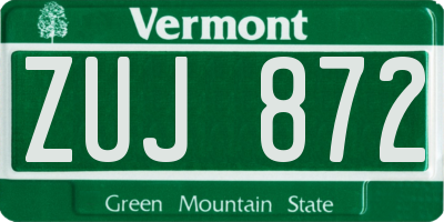 VT license plate ZUJ872