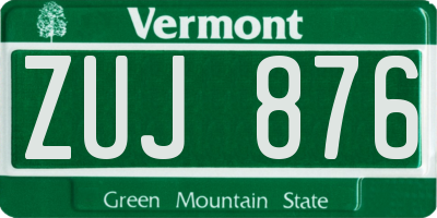 VT license plate ZUJ876