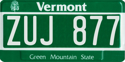 VT license plate ZUJ877