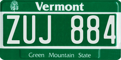VT license plate ZUJ884