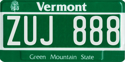 VT license plate ZUJ888
