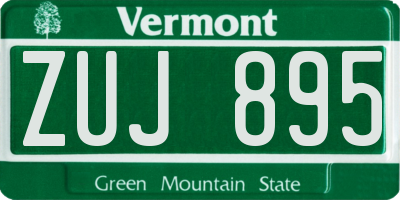 VT license plate ZUJ895