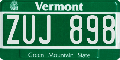 VT license plate ZUJ898
