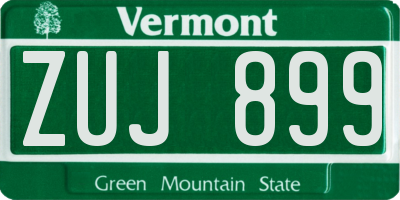 VT license plate ZUJ899