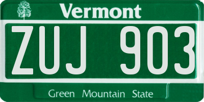 VT license plate ZUJ903