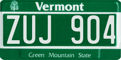 VT license plate ZUJ904