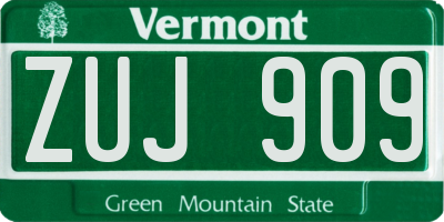 VT license plate ZUJ909