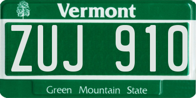 VT license plate ZUJ910