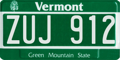 VT license plate ZUJ912