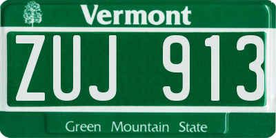 VT license plate ZUJ913