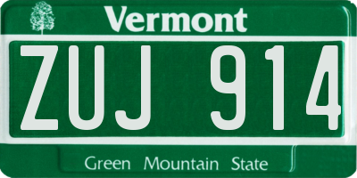 VT license plate ZUJ914