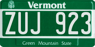 VT license plate ZUJ923