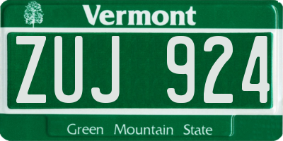 VT license plate ZUJ924