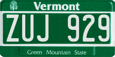 VT license plate ZUJ929