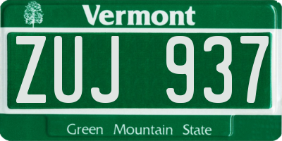VT license plate ZUJ937
