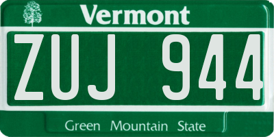 VT license plate ZUJ944