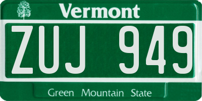 VT license plate ZUJ949