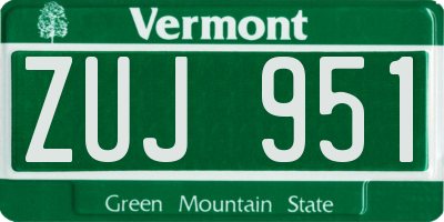 VT license plate ZUJ951