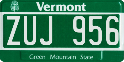 VT license plate ZUJ956