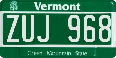VT license plate ZUJ968