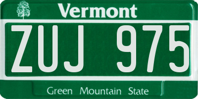 VT license plate ZUJ975