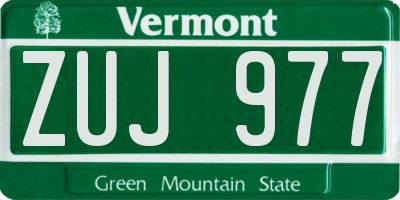 VT license plate ZUJ977