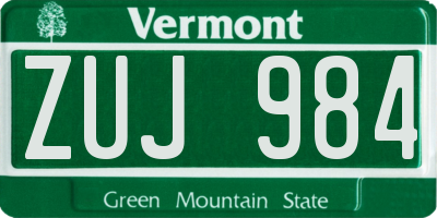 VT license plate ZUJ984