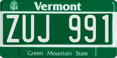 VT license plate ZUJ991