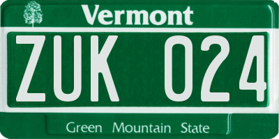 VT license plate ZUK024