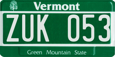 VT license plate ZUK053