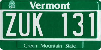 VT license plate ZUK131