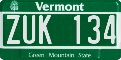 VT license plate ZUK134
