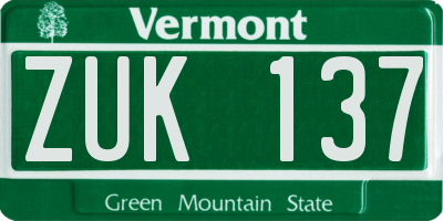 VT license plate ZUK137