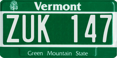 VT license plate ZUK147