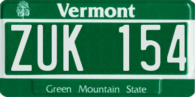 VT license plate ZUK154