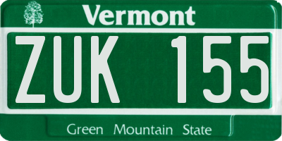 VT license plate ZUK155