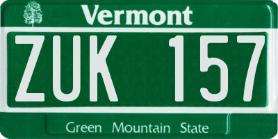VT license plate ZUK157