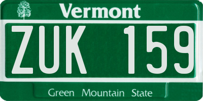 VT license plate ZUK159