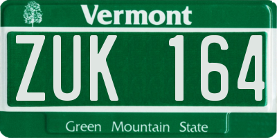 VT license plate ZUK164