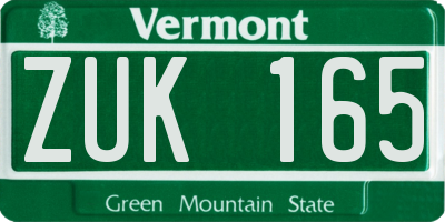 VT license plate ZUK165