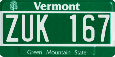 VT license plate ZUK167