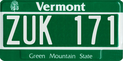 VT license plate ZUK171
