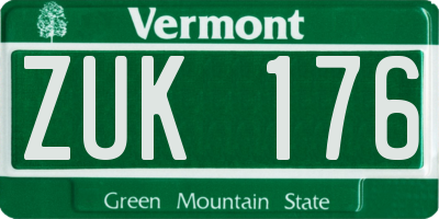 VT license plate ZUK176