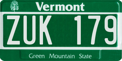 VT license plate ZUK179
