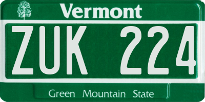 VT license plate ZUK224
