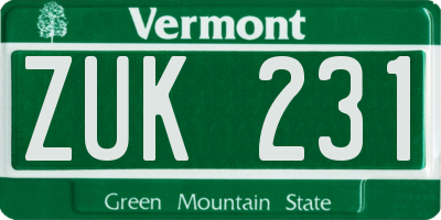 VT license plate ZUK231