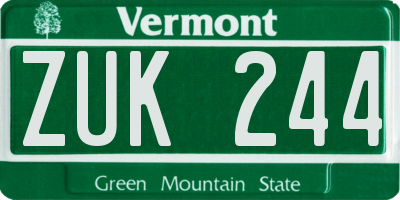 VT license plate ZUK244