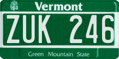 VT license plate ZUK246