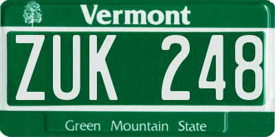 VT license plate ZUK248