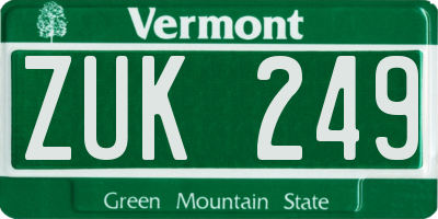VT license plate ZUK249